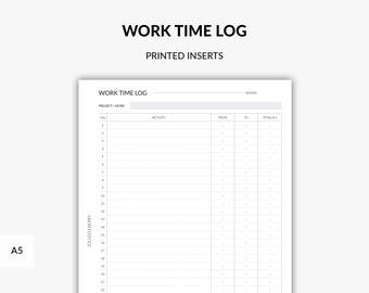 PRINTED Working Time Log, Time in and out, Timesheet Tracker, Time Tracker, Working Hours Log, Work From Home, Work Schedule, Working Hours