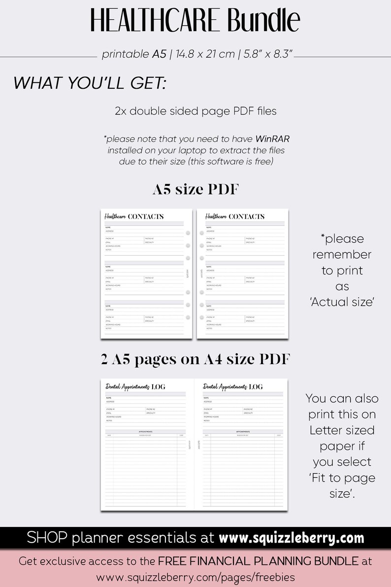 Medical Planner Printable Bundle, Health Planner, Pill Tracker, Period ...