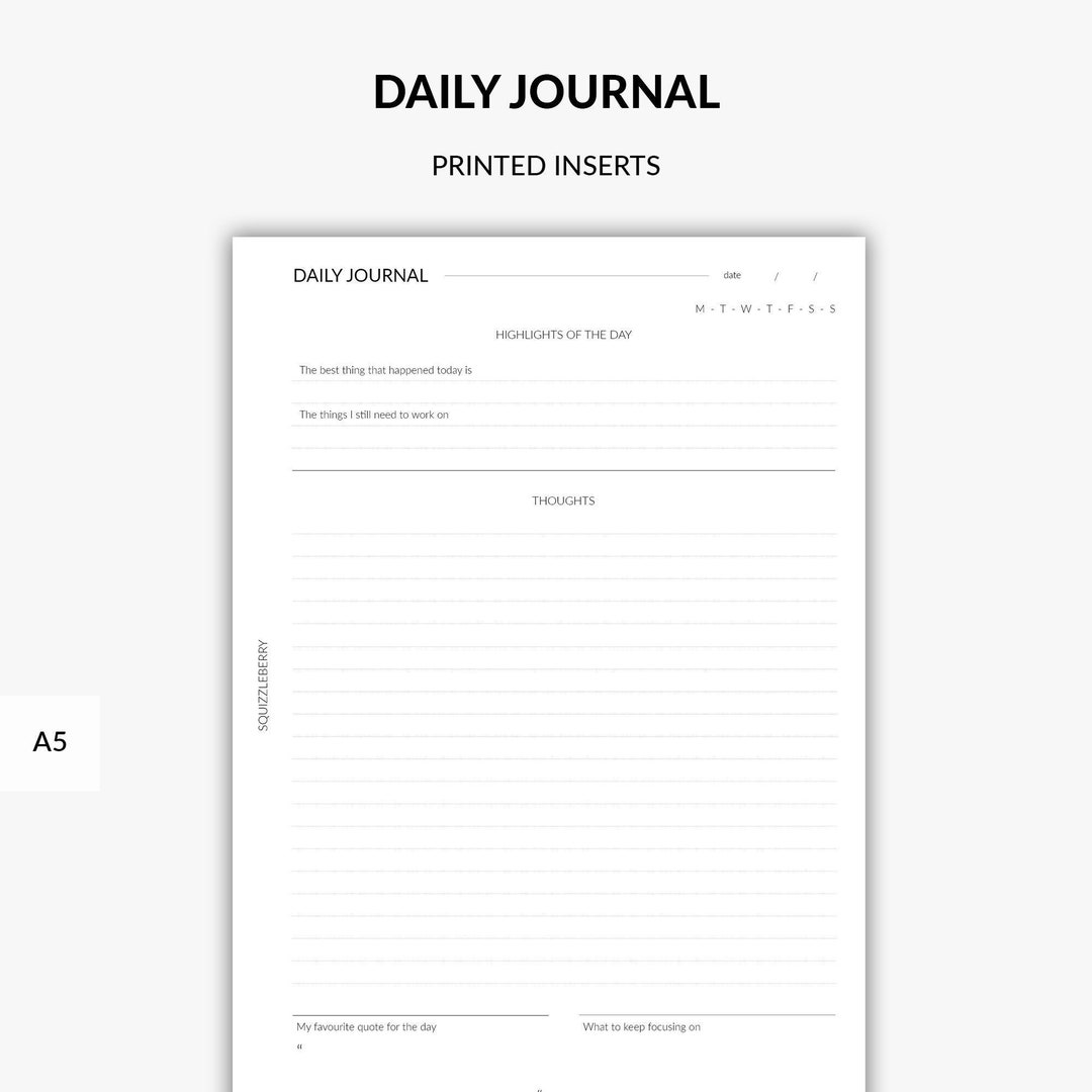 PRINTED Daily Journal, Daily Mood Tracker, Daily Energy Tracker ...