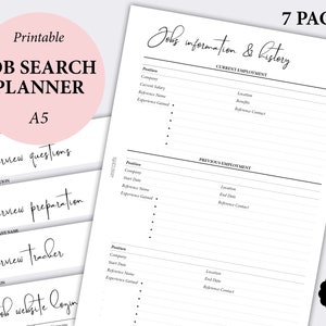 Job Search Planner Printable, Career Planner, Job Interview Pages, Job ...