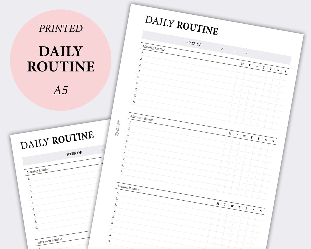Routine Inerts PRINTED Planner Inserts, Habit Tracker, Daily Routine Chart, Routine ...