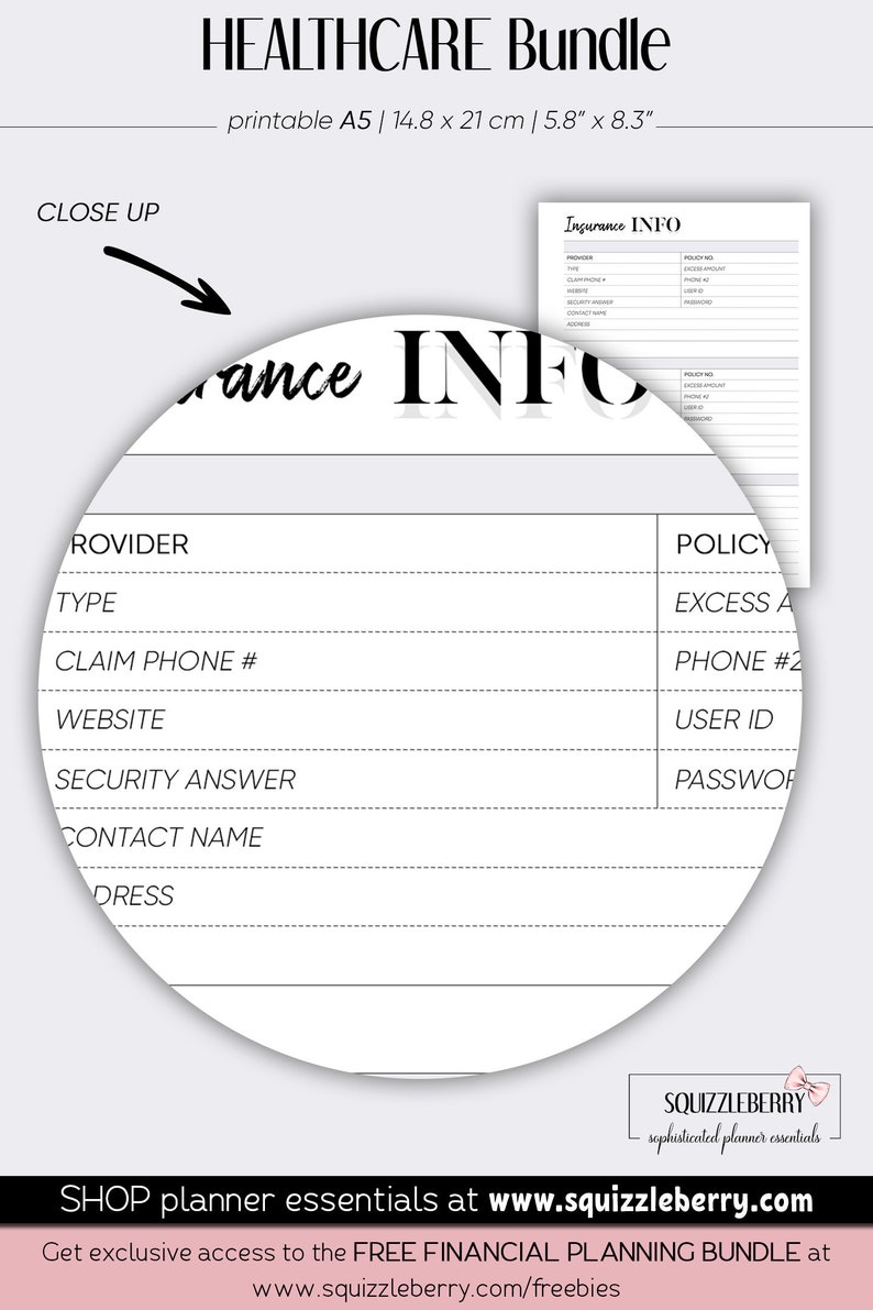 Medical Planner Printable Bundle, Health Planner, Pill Tracker, Period ...