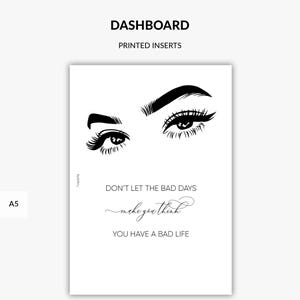 GEDRUKTE planner dashboard offerte, Filofax dashboard voor minimale planner, A5 planner inserts, Boss Lady Dashbaord, Boss Girl quote