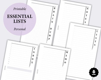 Notes Pages Planner Printable, Lined Paper, To Do List with Checkboxes, Brain Dump, Inbox Pages, Memo Paper, Personal Inserts, To Do Notes