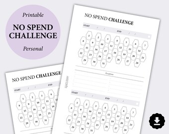 No Spend Challenge Planner Printable, Savings Challenge, Savings Chart, Expense Tracker, No Spend Month, Savings Planner, Money Challenge
