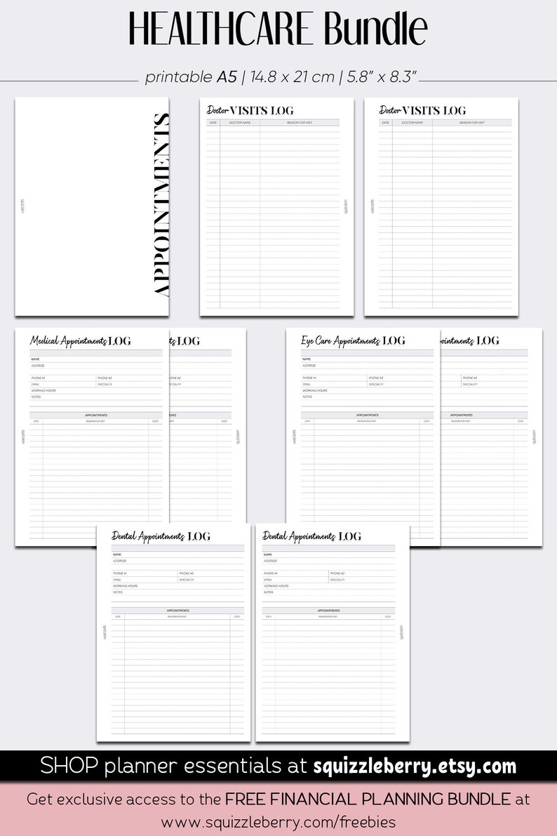 Medical Planner Printable Bundle, Health Planner, Pill Tracker, Period ...