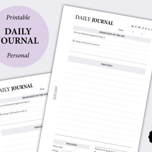 Täglicher Journal-Planer zum Ausdrucken, Täglicher Stimmungs-Tracker, Täglicher Energie-Tracker, Journaling-Planer, Tägliches Wohlbefinden, Selbst-Verbesserung in Personal