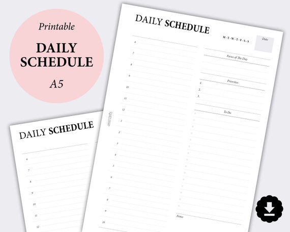 Daily Hourly Schedule Planner Printable 30 Minute Planner | Etsy