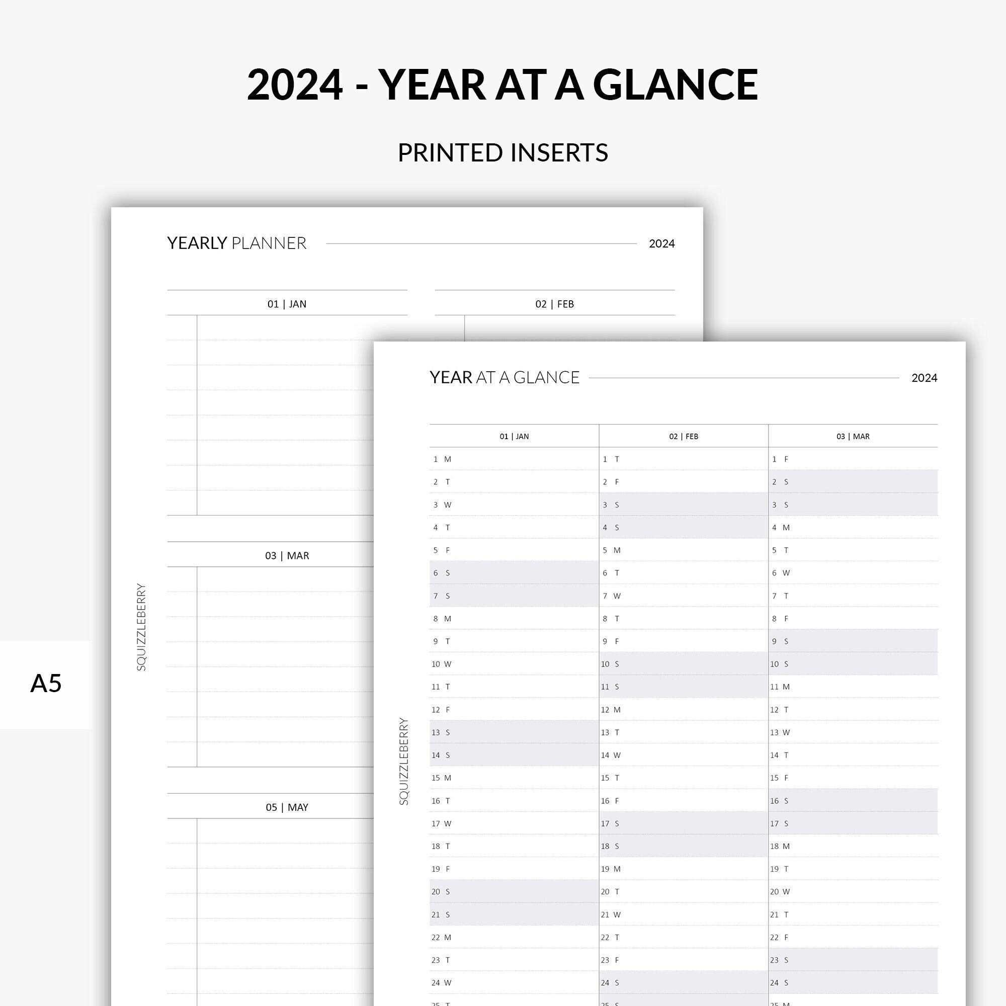2024 Hobonichi Cousin Year at a glance / Yearly view stickers - Neutral