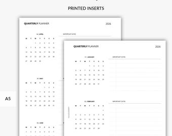 PRINTED 2026 Quarterly Tracker, Finance Tracker, A6 Planner Inserts, Income Source, Annual Income, Etsy Tracker, Birthday Tracker, A5 Pages