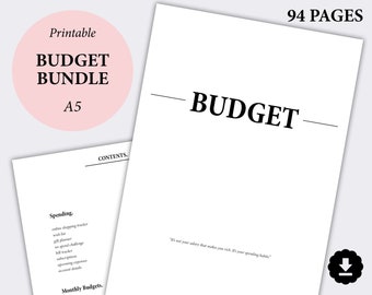 Budget Planner Bundle, Expense Tracker, Monthly Budget, Spending Tracker, Finance Planner Template, Bills Tracker, A5 Planner Inserts