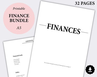 Finance Planner Bundle, Debt Payoff, Saving Tracker, Debt Snowball, Gift Planner, Goals Tracker, Financial Goals,  A5 Planner Inserts
