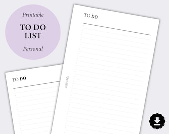 To Do List Planner Printable, Daily To Do, To Do List Notepad, Daily Tasks To Do, Grocery List, Personal Planner Inserts, Filofax Refill