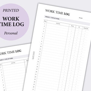 Time Insert Paper PRINTED Working Hours Insert Time in and Out Timesheet - Etsy