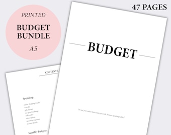 PRINTED Budget Planner Bundle, Expense Tracker, Monthly Budget, Spending Tracker, Finance Planner Template, Bills Tracker, A5 Planner Insert