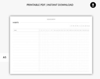 Habit Tracker Planner Printable, Goal Planner, Weekly Habit Tracker, Healthy Habits, Monthly Habit, 31 Day Habit Tracker, A5 Planner Inserts