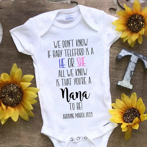 Nana to be Onesie® Pregnancy Announcement for Nana Baby Announcement Onesie You're going to be a Nana Custom Pregnancy Onesie® for Grandma