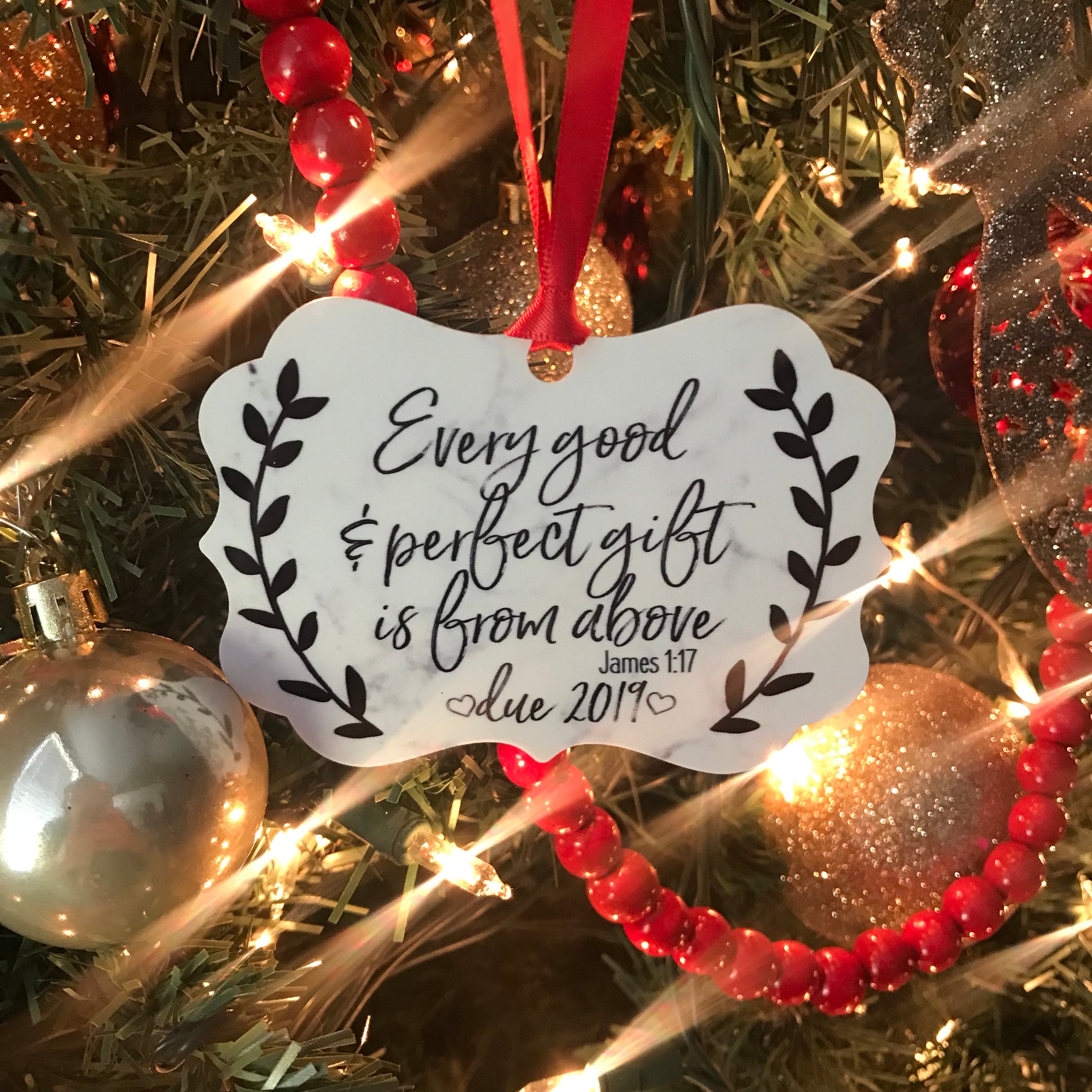 Christmas Ornament Pregnancy Announcement to Husband Grandparents