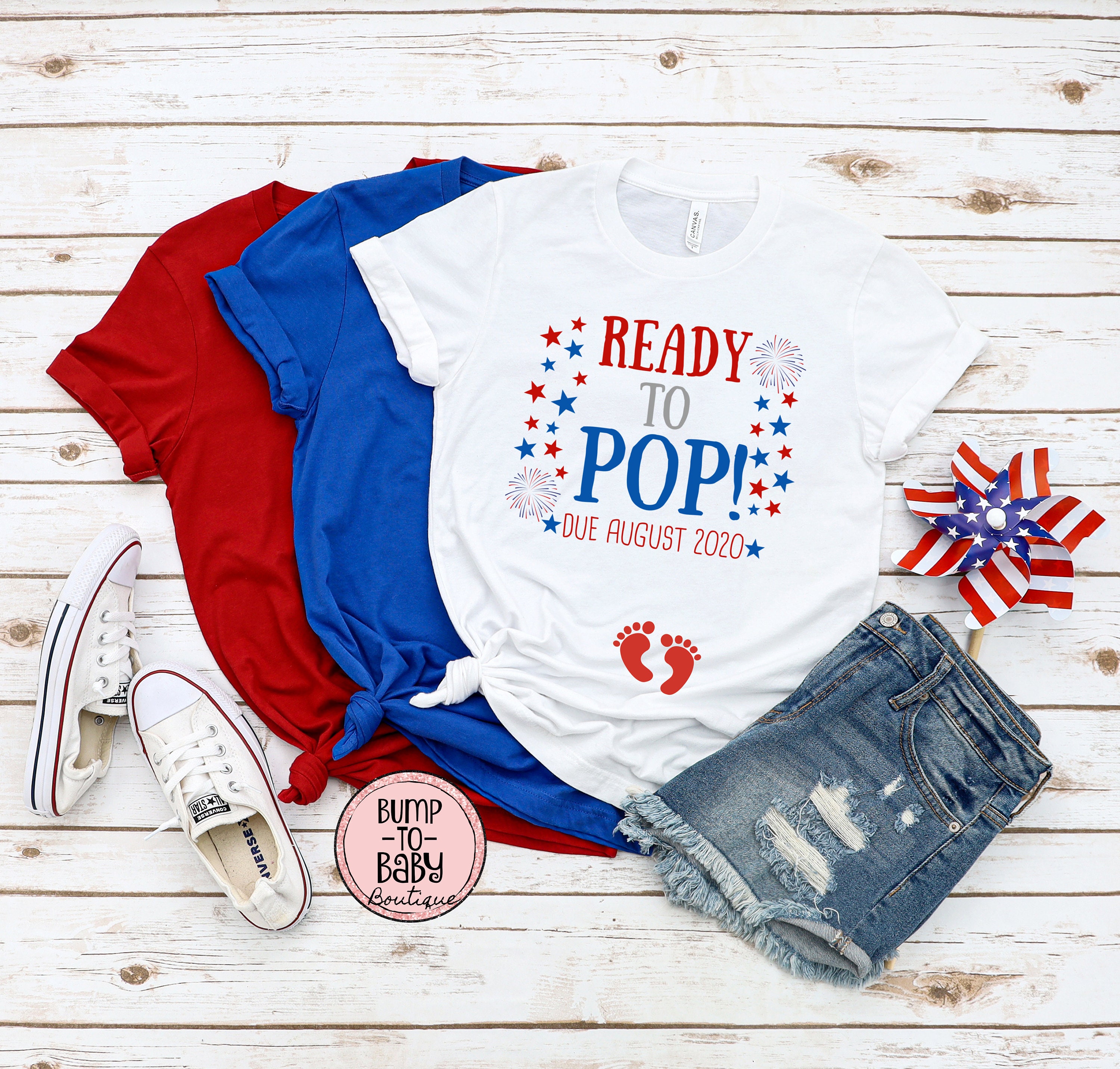 4th of July Baby Announcement Shirt Ready to POP Pregnancy | Etsy