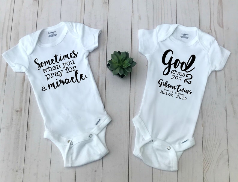 Twin Baby Announcement Onesies® Twin Onesies® Twin Reveal Etsy