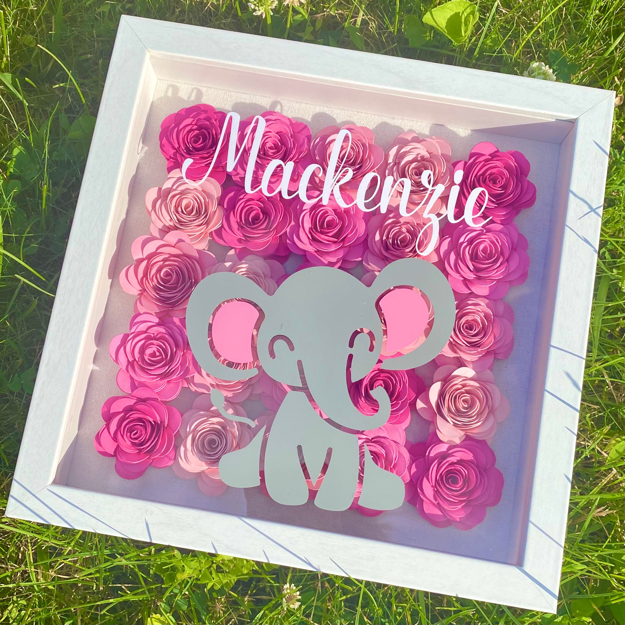 Custom Nursery Shadow Box Handmade flowers Personalized Etsy