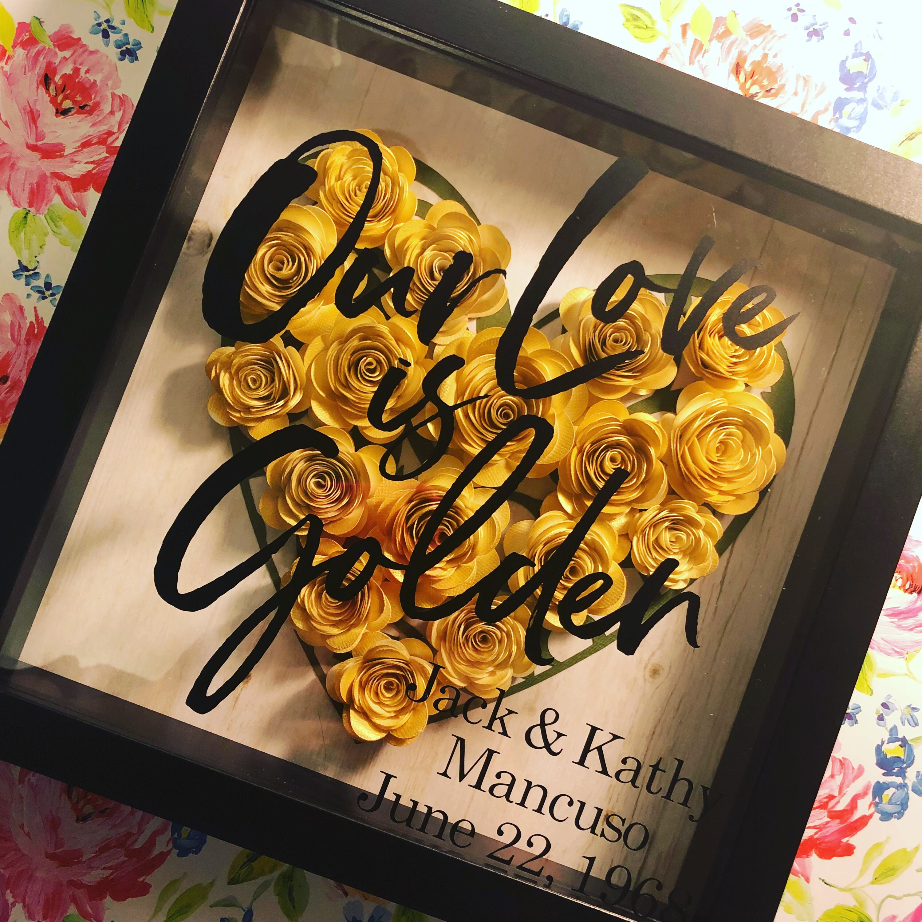 50th Anniversary Shadow Box Custom/Personalized Golden Etsy