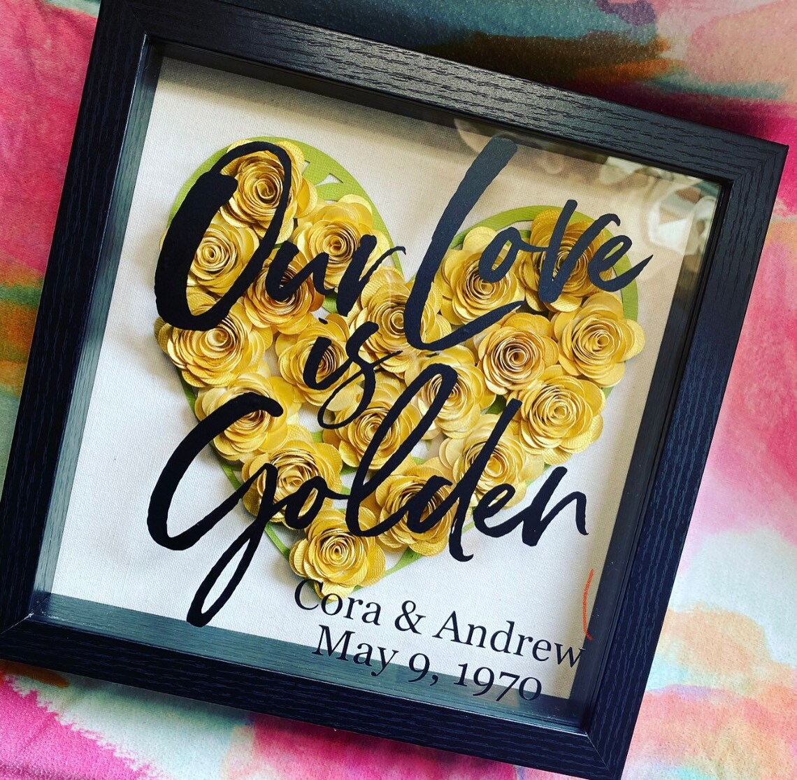 50th Anniversary Shadow Box Custom/Personalized Golden Etsy