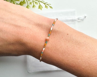 Mustard, Teal, and Peach Delica Bracelet