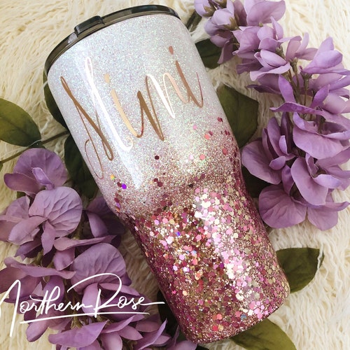 Rose Gold and Maroon Ombre Glitter Tumbler Glitter Tumbler - Etsy