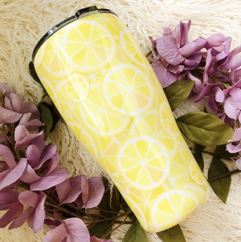 Lemon Slices Tumbler Citrus Tumbler Custom Tumbler Ombre Etsy