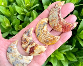Ágata CRAZY LACE MOON, elección, piedra natural de cristal pulido de 1,9 a 2 pulgadas, piedras preciosas, dones espirituales