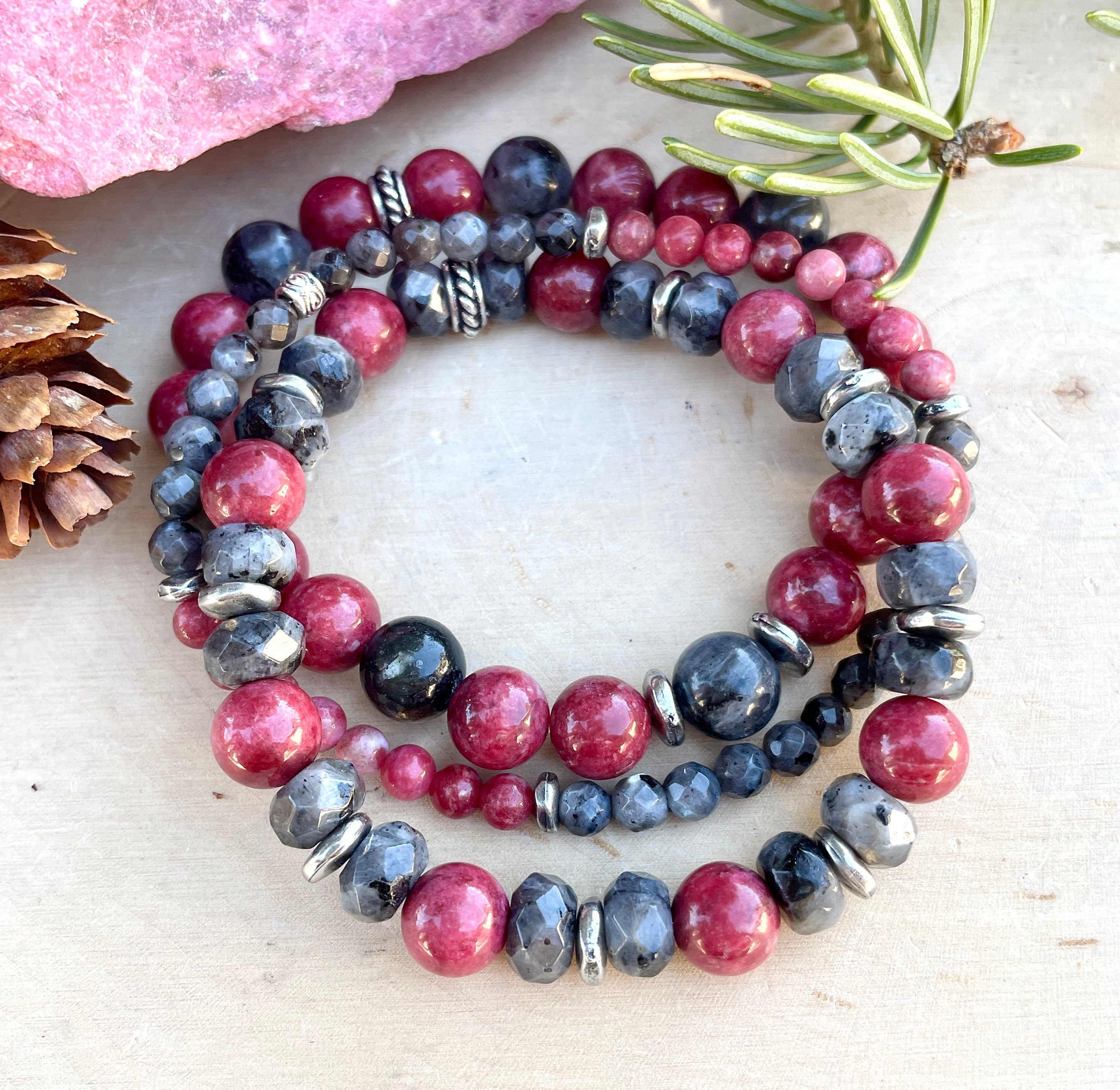【新品】Llife TORQ BRACELET　　即日発送 Norwegian THULITE & LARVIKITE BRACELET, Choice, Natural Stone