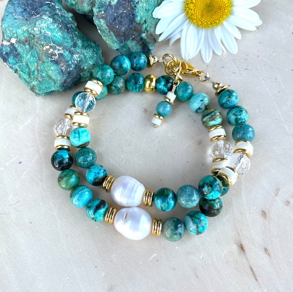 CHRYSOCOLLA BRACELET, Choice Clasp or Stretch, AAA Arizona