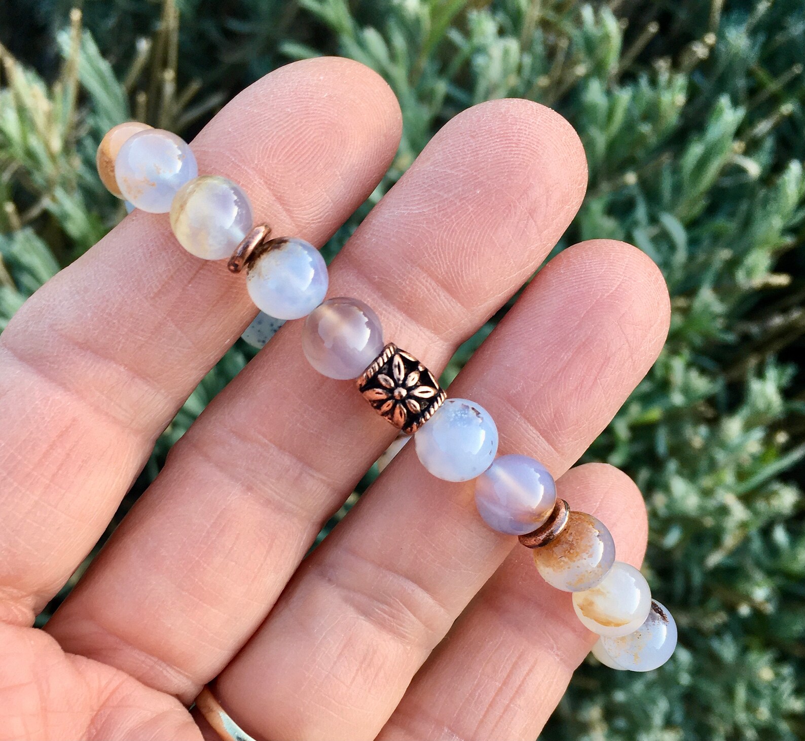 Blue Chalcedony Adjustable Stacking Bracelet