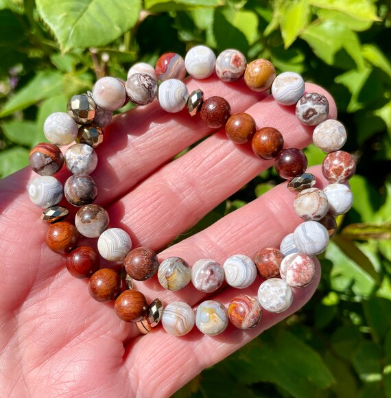 LAGUNA LACE AGATE Bracelet, Choice With Rosewood, Mexican Natural