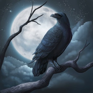 The Raven, Edgar Allan Poe Canvas Poster. Wall Art. Canvas Poster Print, 3 Sizes. Nevermore Fan Art. Raven Fantasy Art Print.
