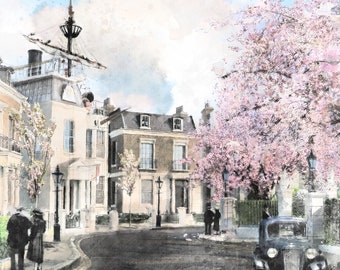 Cherry Tree Lane Canvas Wrap: Mary Poppins Fan Art
