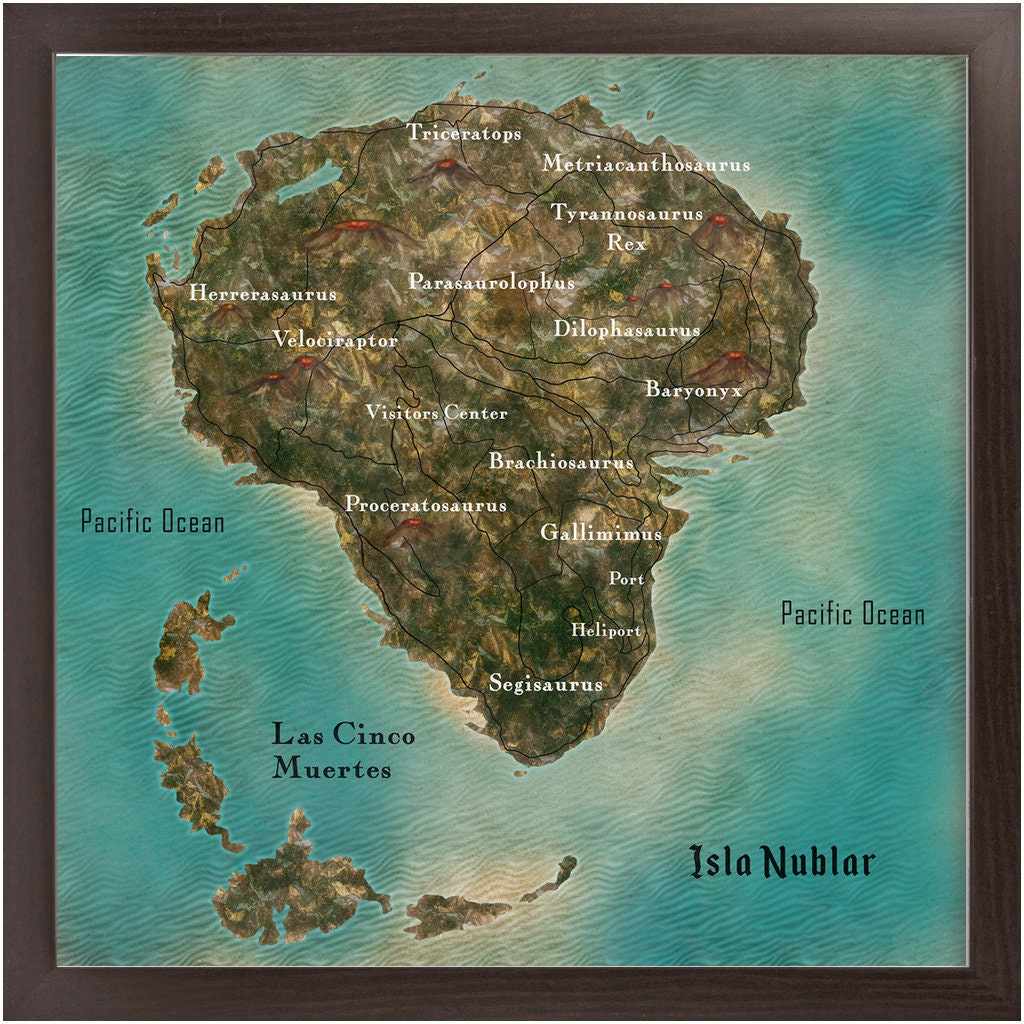 Isla Nublar Map Framed Art Print: Jurassic Park Fan Art (16x16) - Etsy
