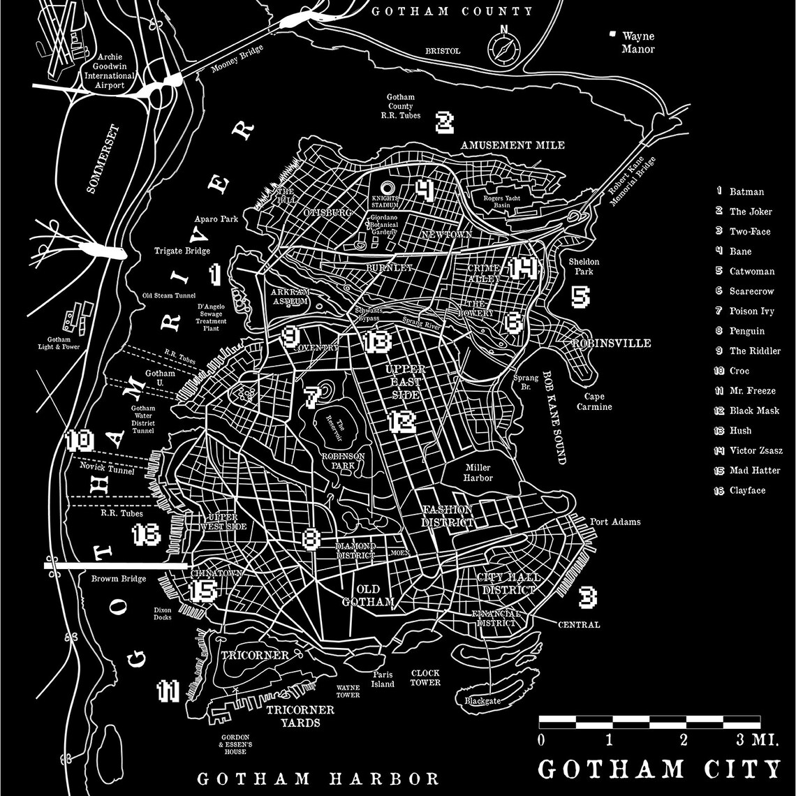 Gotham City map Metal Print. Wall Art. Metal Print 7 Sizes. Etsy