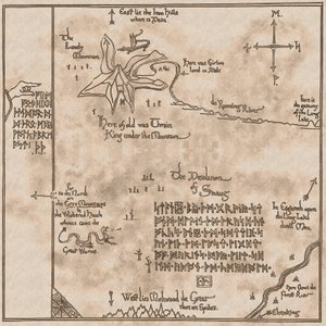 Thror es Map Canvas Wrap. Hobbit Wandkunst. Canvas, 6 Größen.  Taschenende Fan Art. Tolkien Fantasy Leinwanddruck.