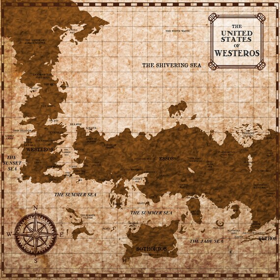 Westeros & Essos Map Canvas Print: Game of Thrones Fan Art