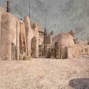 Mos Eisley Art Print. Wall Art. Poster Print, 3 Sizes.  Tatooine Fan Art. Mos Eisley Fantasy Art Print.