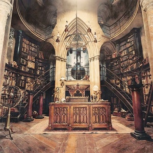 Wizard School Office Canvas Art: Architectural Illustration