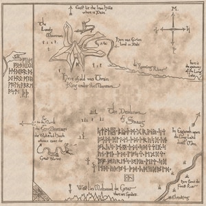 Thror's Map Leinwand Poster. Hobbit Wandkunst. Posterdruck auf Leinwand, 3 Größen. Beutel End Fan Art. Tolkien Fantasy Leinwanddruck.