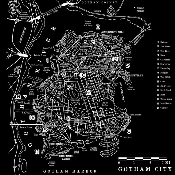 map of gotham city Gotham City Map Wood Print Wall Art Wood Print 4 Sizes Etsy map of gotham city