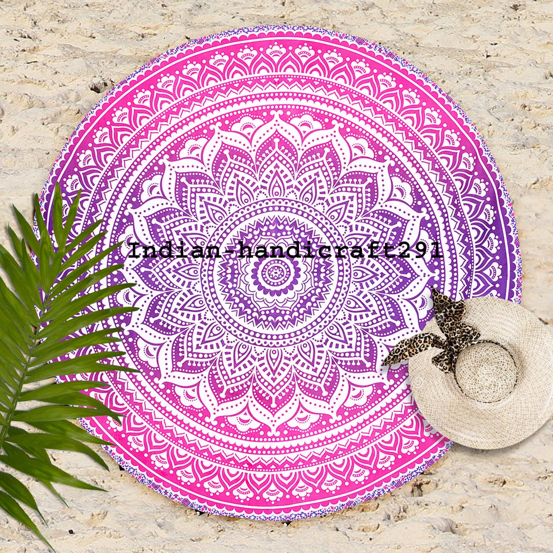 Round Beach Rasta Design Ombre Mandala Round Roundie Beach Blanket Beach Hippie Bohemian ...