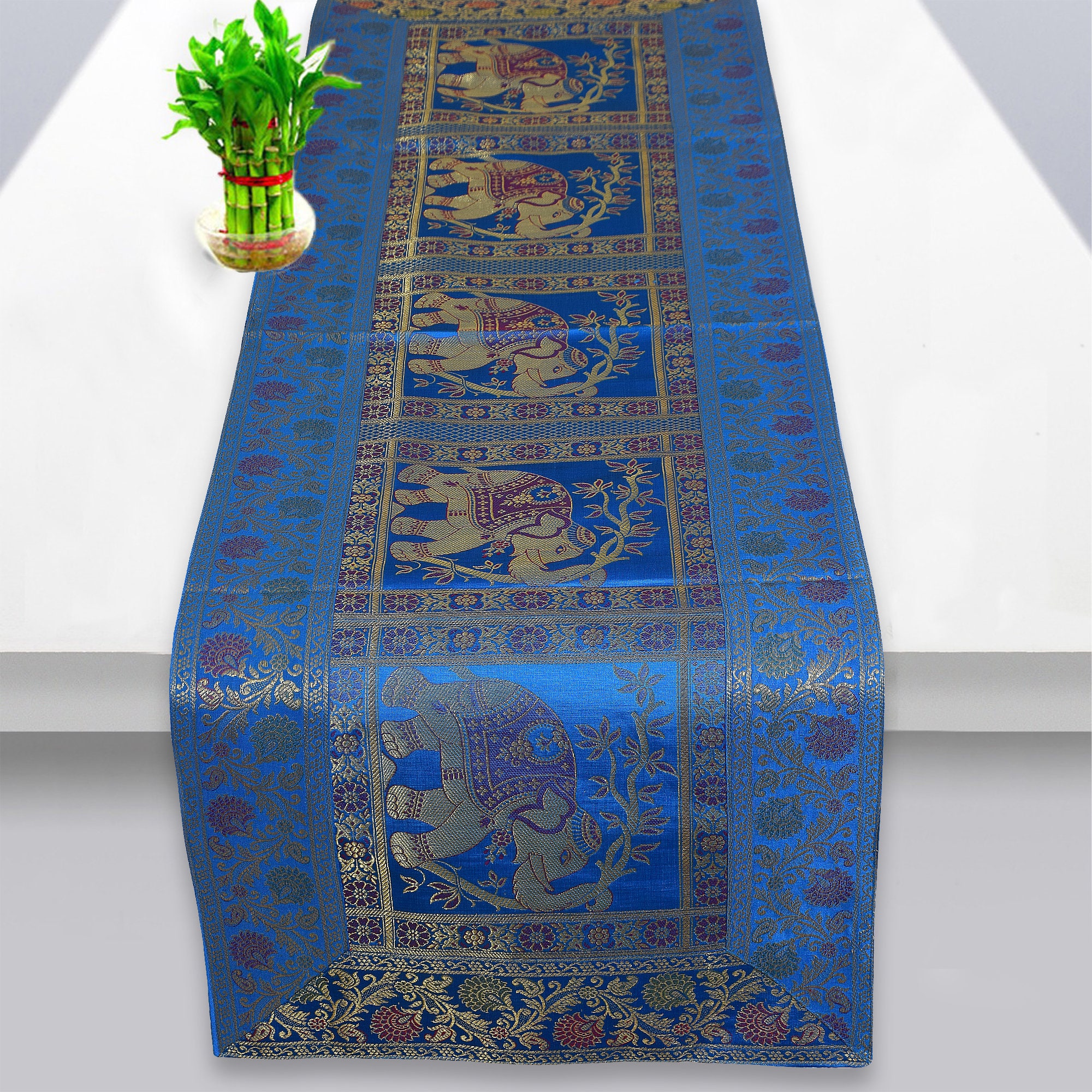 Indian Table Runner Rustic Home Decorative Silk Mandala Design Wedding