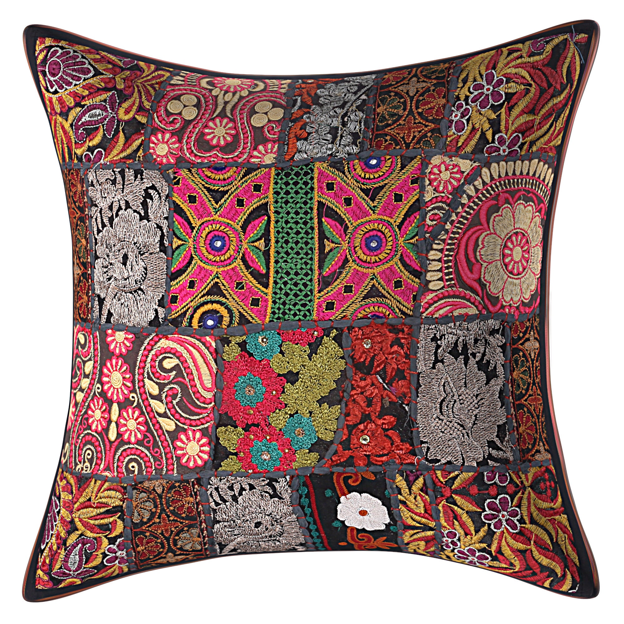 Indian Cotton Cushion Cover Handmade Embroidered 24 Etsy UK