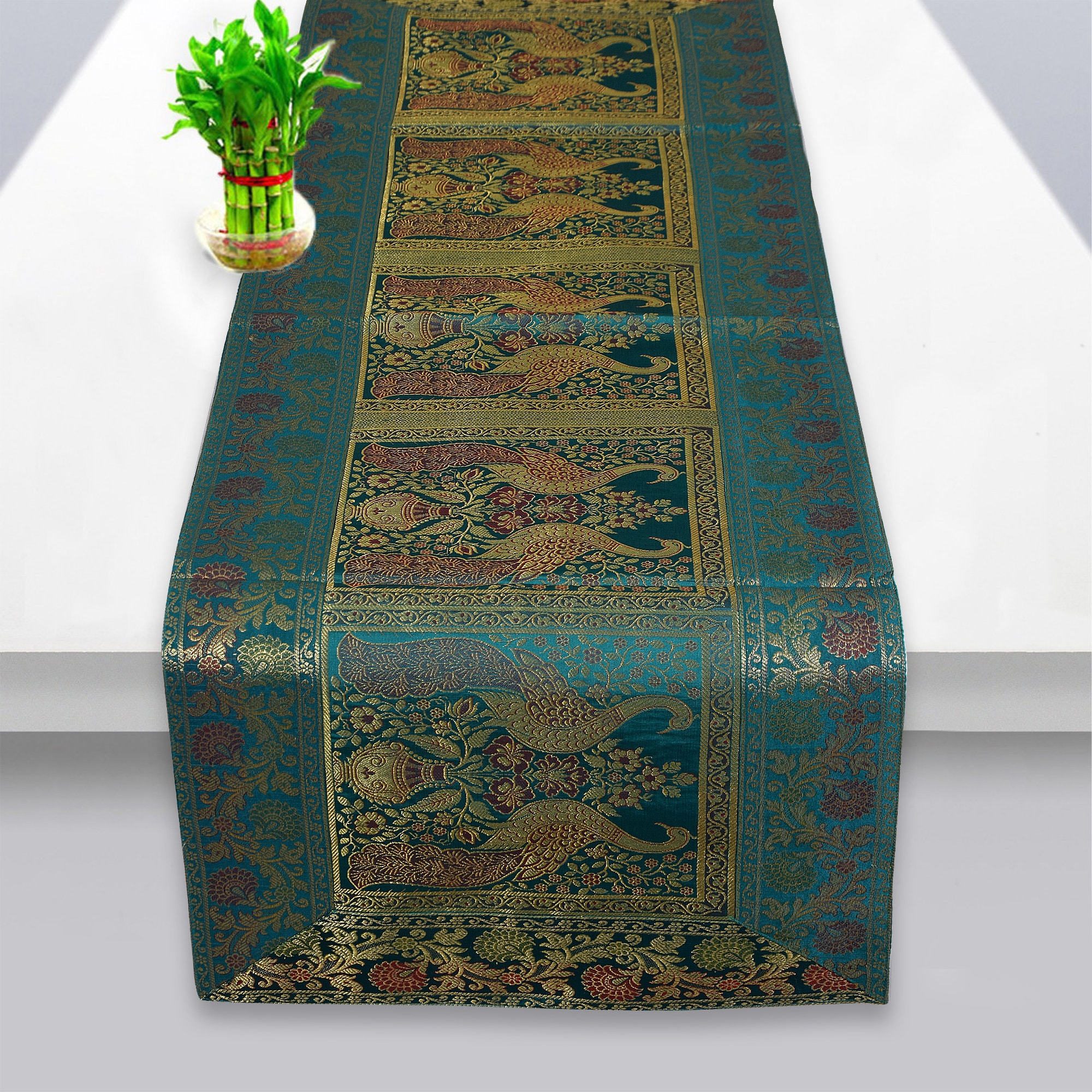 Indian Table Runner Rustic Home Decorative Silk Mandala Design Wedding
