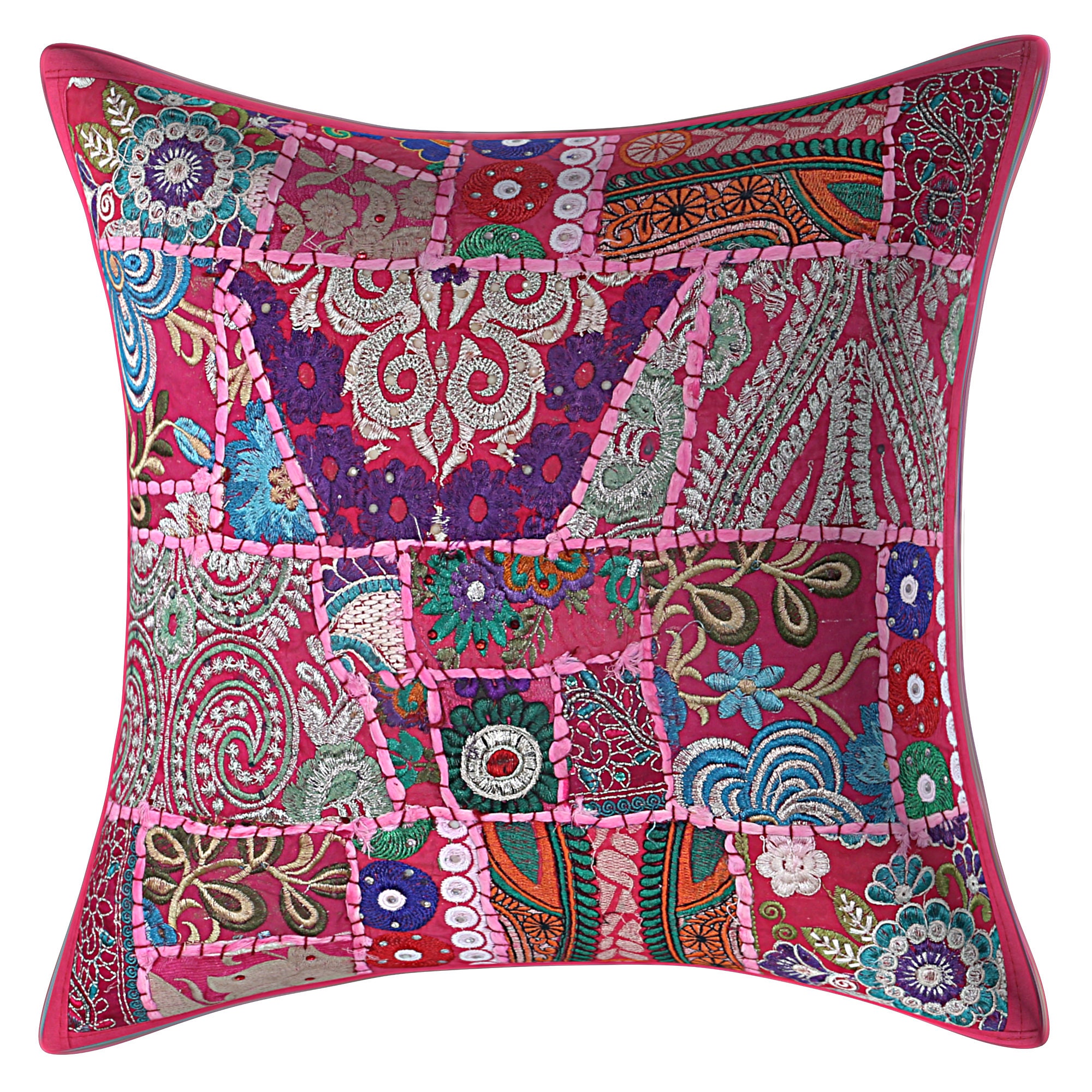 Indian Cotton Cushion Cover Handmade Embroidered 24 Etsy UK